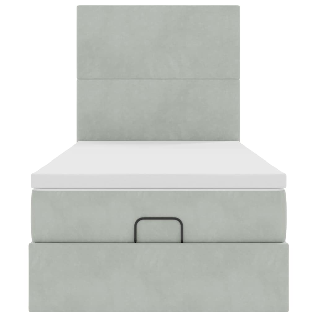 Ottoman-Bett mit Matratzen Hellgrau 100x200 cm Samt