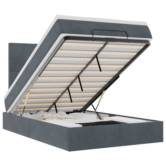 Ottoman-Bett mit Matratzen Dunkelgrau 120x190 cm Samt