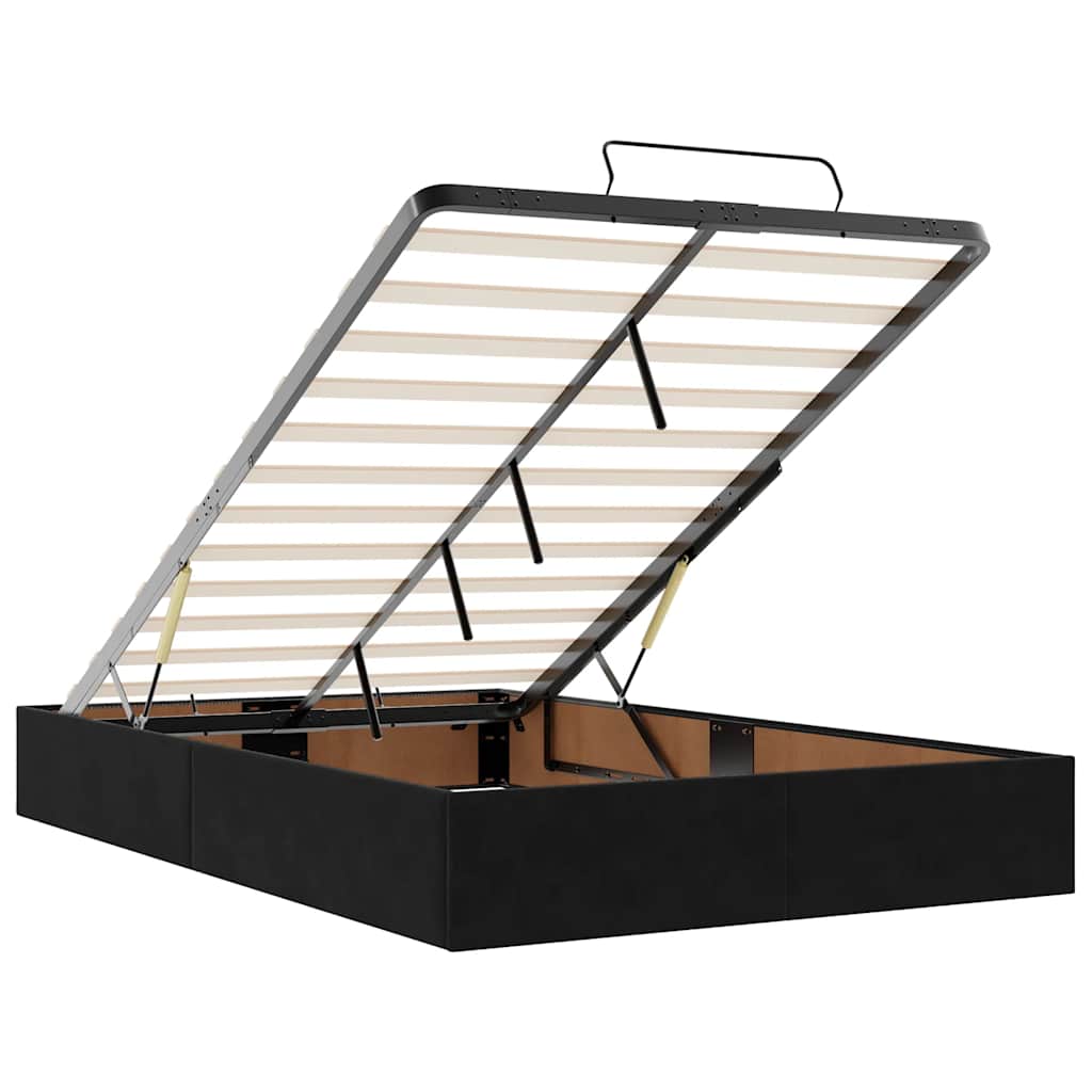 Ottoman-Bett mit Matratzen Schwarz 120x190 cm Samt