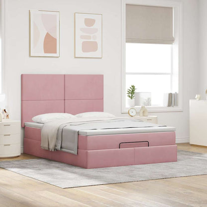 Ottoman-Bett mit Matratzen Rosa 140x200 cm Samt