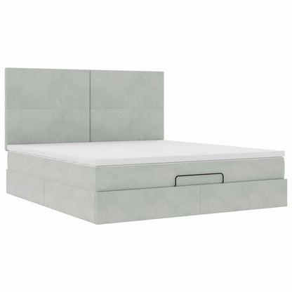 Ottoman-Bett mit Matratzen Hellgrau 160x200 cm Samt