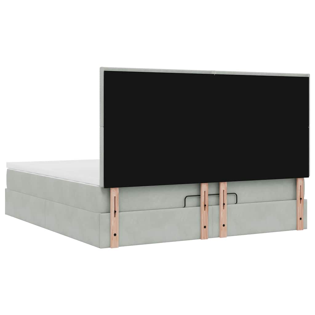 Ottoman-Bett mit Matratzen Hellgrau 160x200 cm Samt