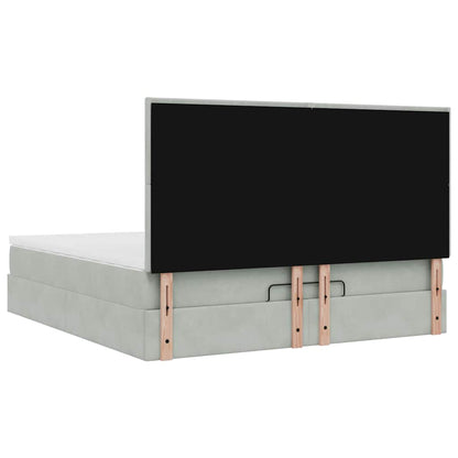 Ottoman-Bett mit Matratzen Hellgrau 160x200 cm Samt