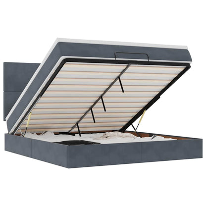 Ottoman-Bett mit Matratzen Dunkelgrau 160x200 cm Samt