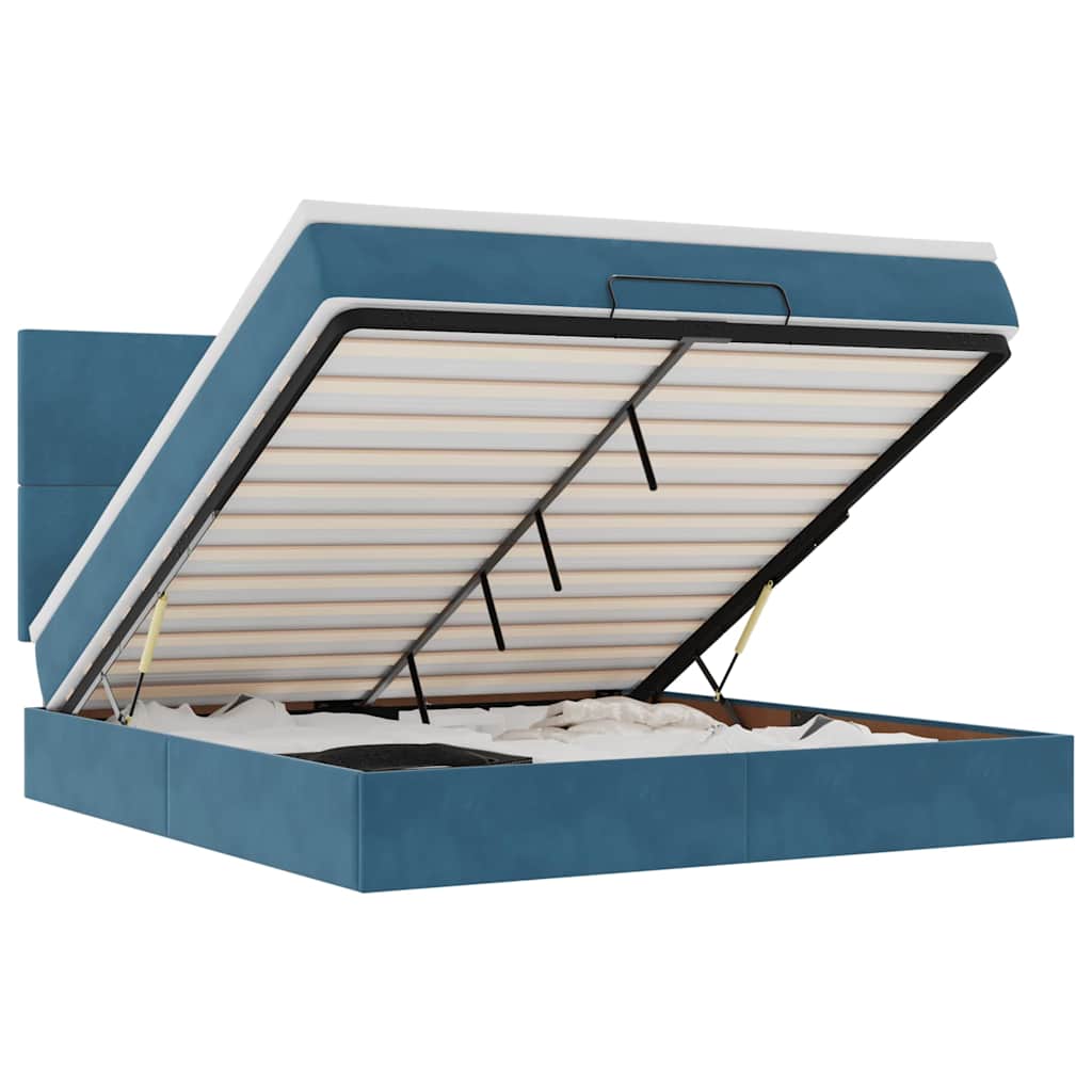 Ottoman-Bett mit Matratzen Dunkelblau 160x200 cm Samt