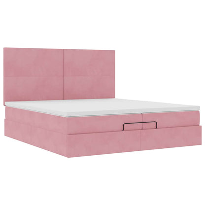 Ottoman-Bett mit Matratzen Rosa 200x200 cm Samt