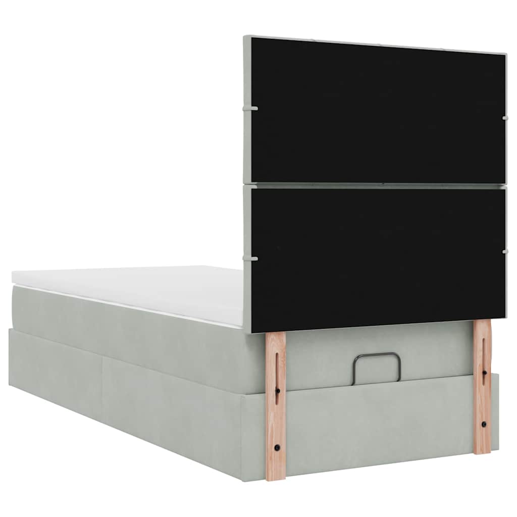 Ottoman-Bett mit Matratzen Hellgrau 100x200 cm Samt