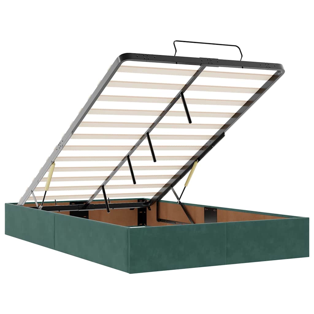 Ottoman-Bett mit Matratzen Dunkelgrün 120x190 cm Samt
