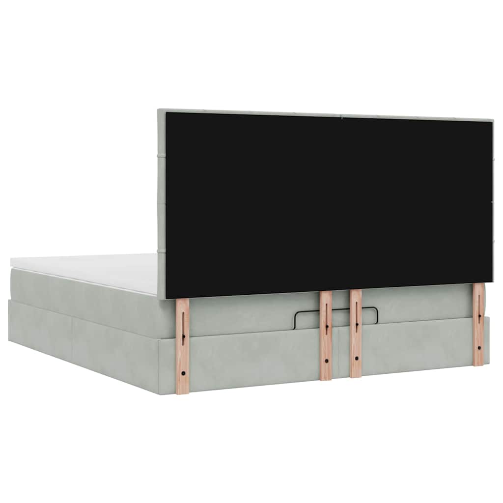 Ottoman-Bett mit Matratzen Hellgrau 160x200 cm Samt