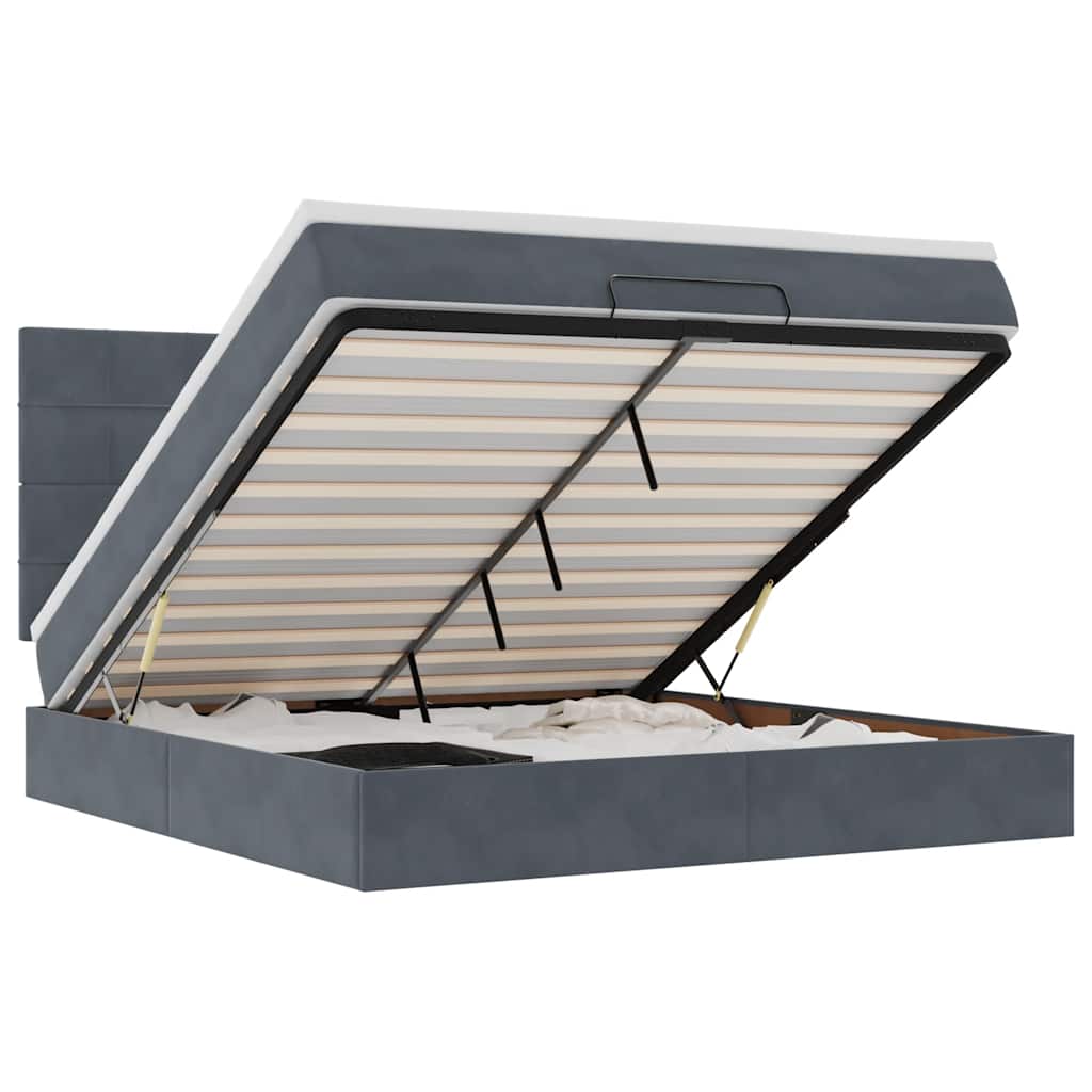 Ottoman-Bett mit Matratzen Dunkelgrau 160x200 cm Samt