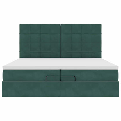 Ottoman-Bett mit Matratzen Dunkelgrün 200x200 cm Samt