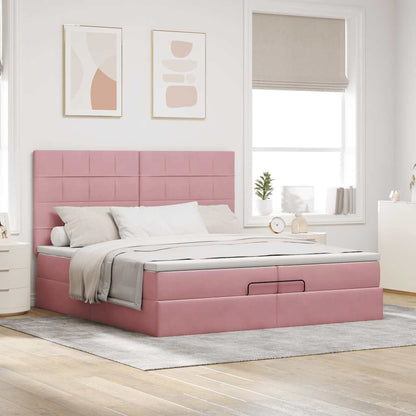 Ottoman-Bett mit Matratzen Rosa 200x200 cm Samt