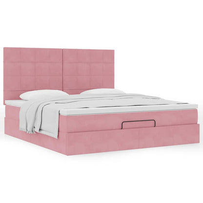 Ottoman-Bett mit Matratzen Rosa 200x200 cm Samt