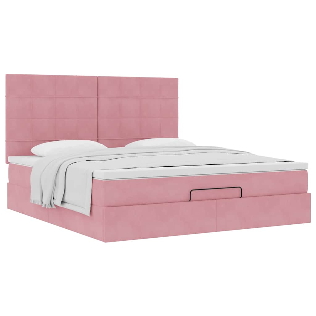 Ottoman-Bett mit Matratzen Rosa 200x200 cm Samt
