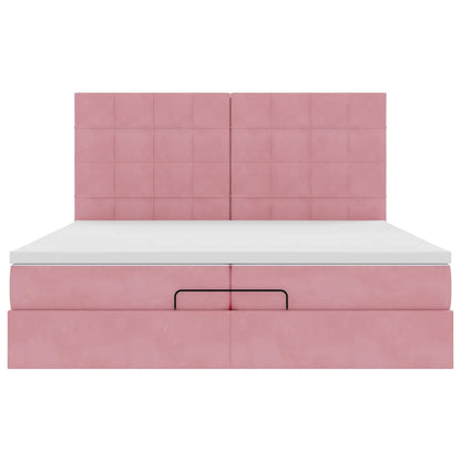 Ottoman-Bett mit Matratzen Rosa 200x200 cm Samt