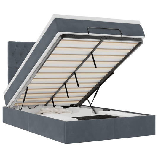Ottoman-Bett mit Matratzen Dunkelgrau 120x200 cm Samt