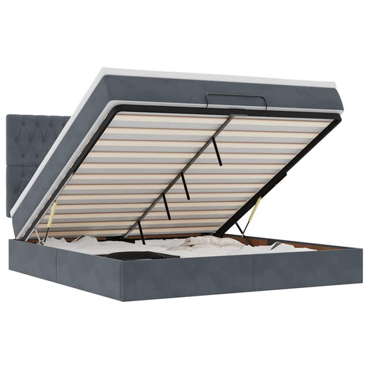 Ottoman-Bett mit Matratzen Dunkelgrau 160x200 cm Samt