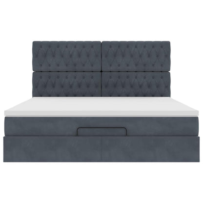 Ottoman-Bett mit Matratzen Dunkelgrau 160x200 cm Samt