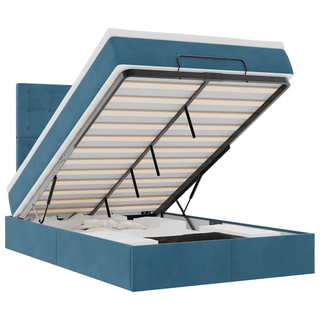 Ottoman-Bett mit Matratzen Dunkelblau 120x190 cm Samt