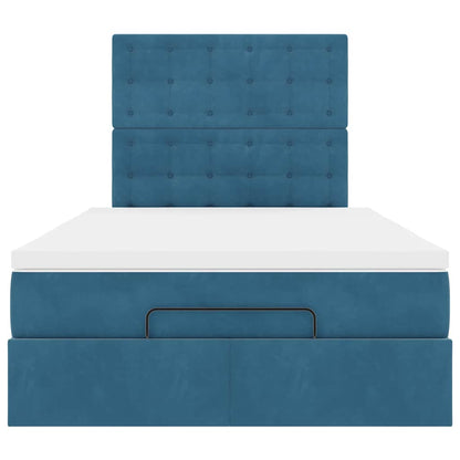 Ottoman-Bett mit Matratzen Dunkelblau 120x190 cm Samt