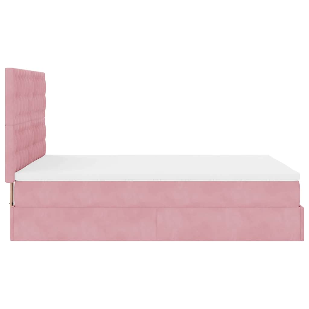 Ottoman-Bett mit Matratzen Rosa 140x200 cm Samt