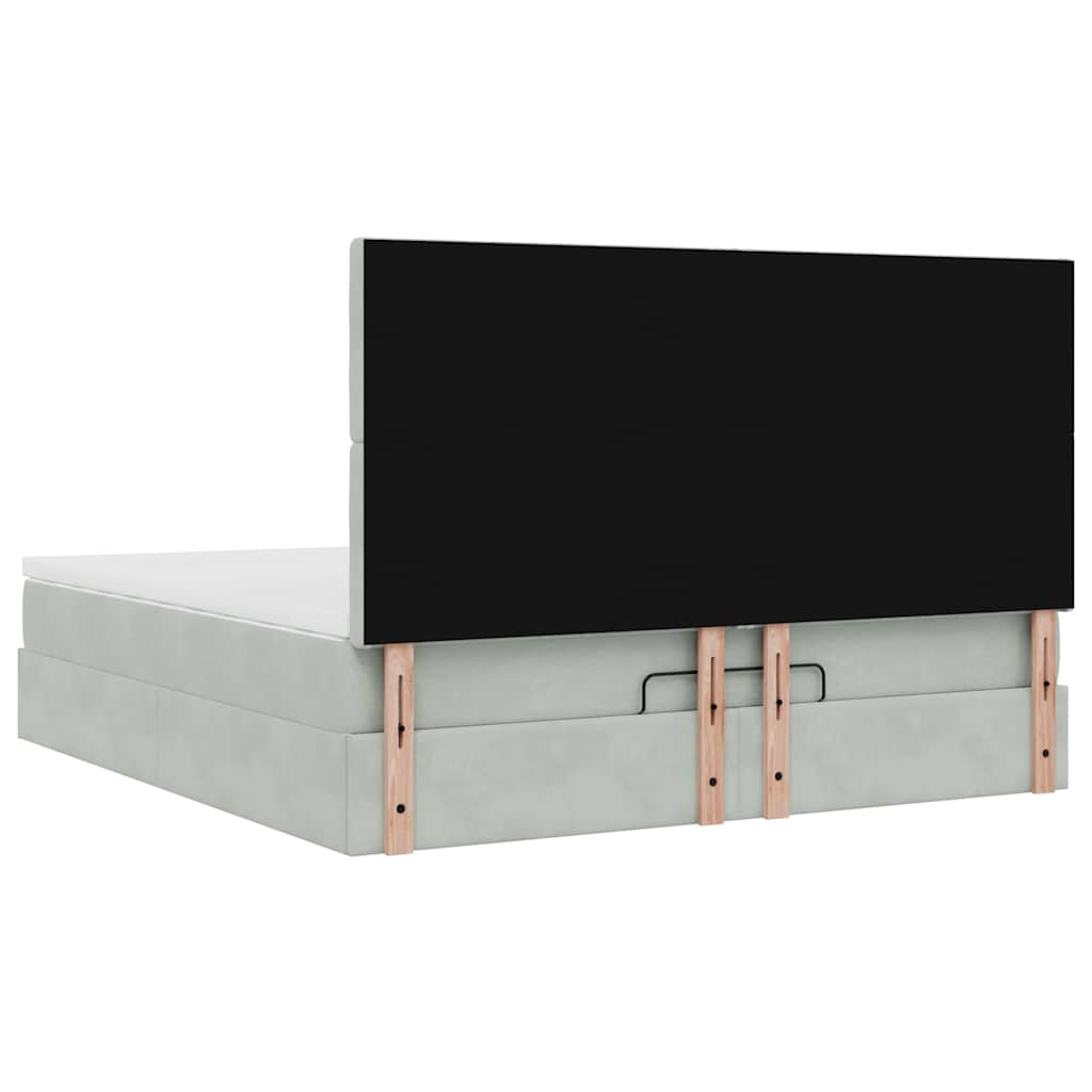 Ottoman-Bett mit Matratzen Hellgrau 160x200 cm Samt