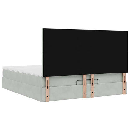 Ottoman-Bett mit Matratzen Hellgrau 160x200 cm Samt