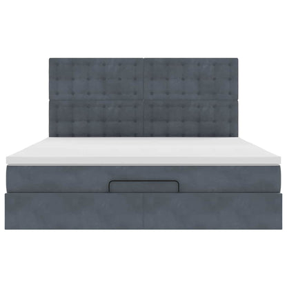 Ottoman-Bett mit Matratzen Dunkelgrau 160x200 cm Samt