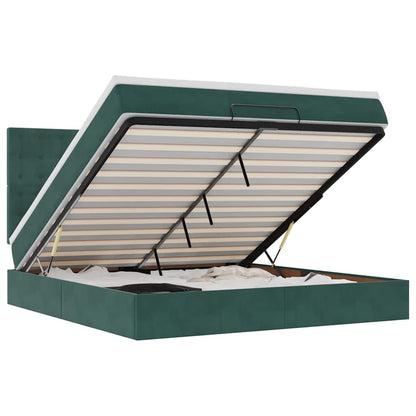 Ottoman-Bett mit Matratzen Dunkelgrün 160x200 cm Samt