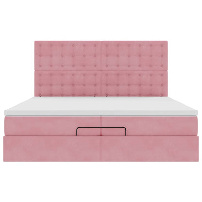Ottoman-Bett mit Matratzen Rosa 200x200 cm Samt