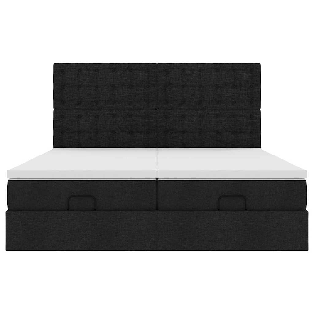 Ottoman-Bett mit Matratzen Schwarz 160x200 cm Stoff