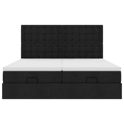 Ottoman-Bett mit Matratzen Schwarz 160x200 cm Stoff