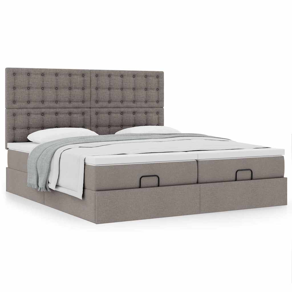 Ottoman-Bett mit Matratzen Taupe 160x200 cm Stoff