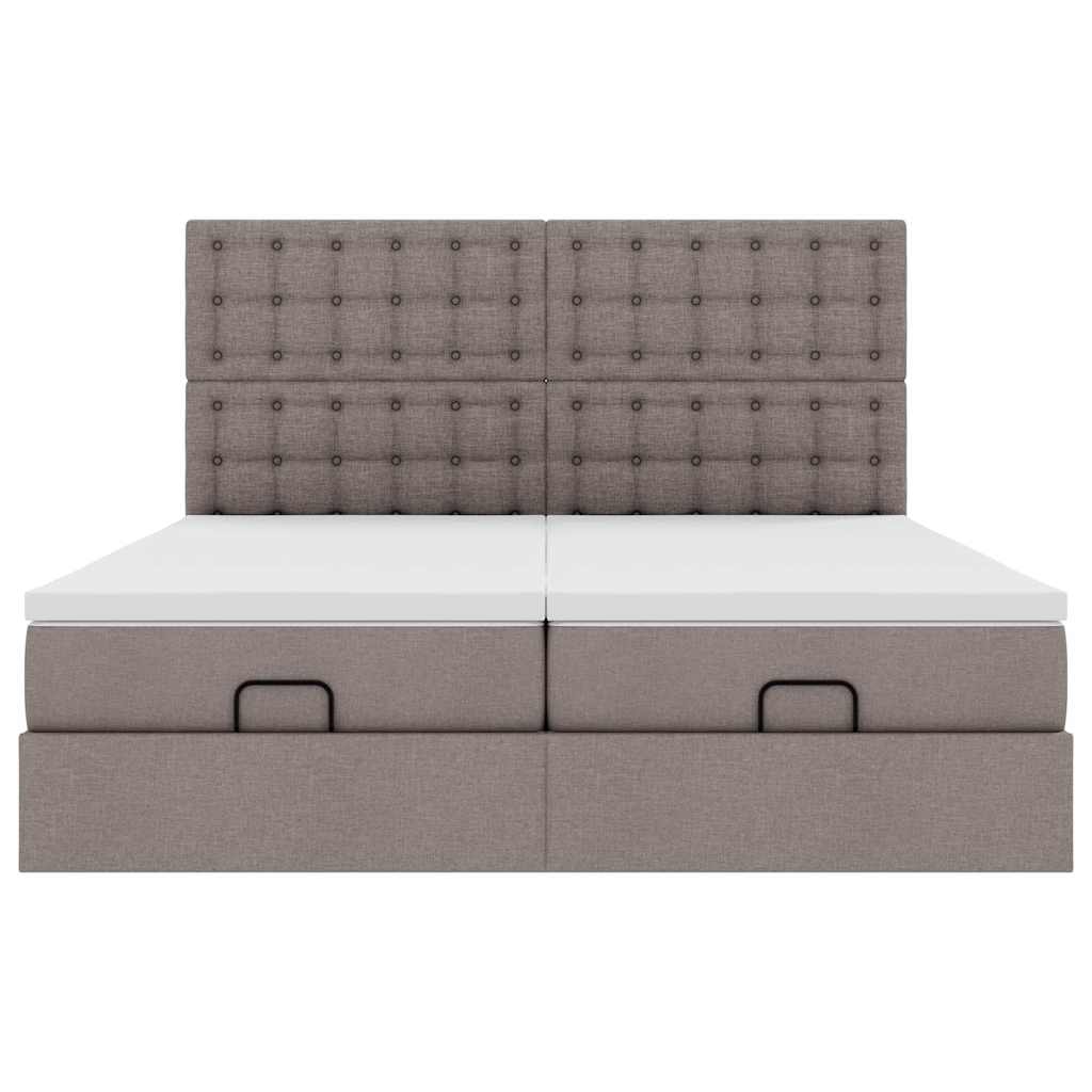 Ottoman-Bett mit Matratzen Taupe 160x200 cm Stoff