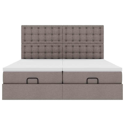 Ottoman-Bett mit Matratzen Taupe 160x200 cm Stoff
