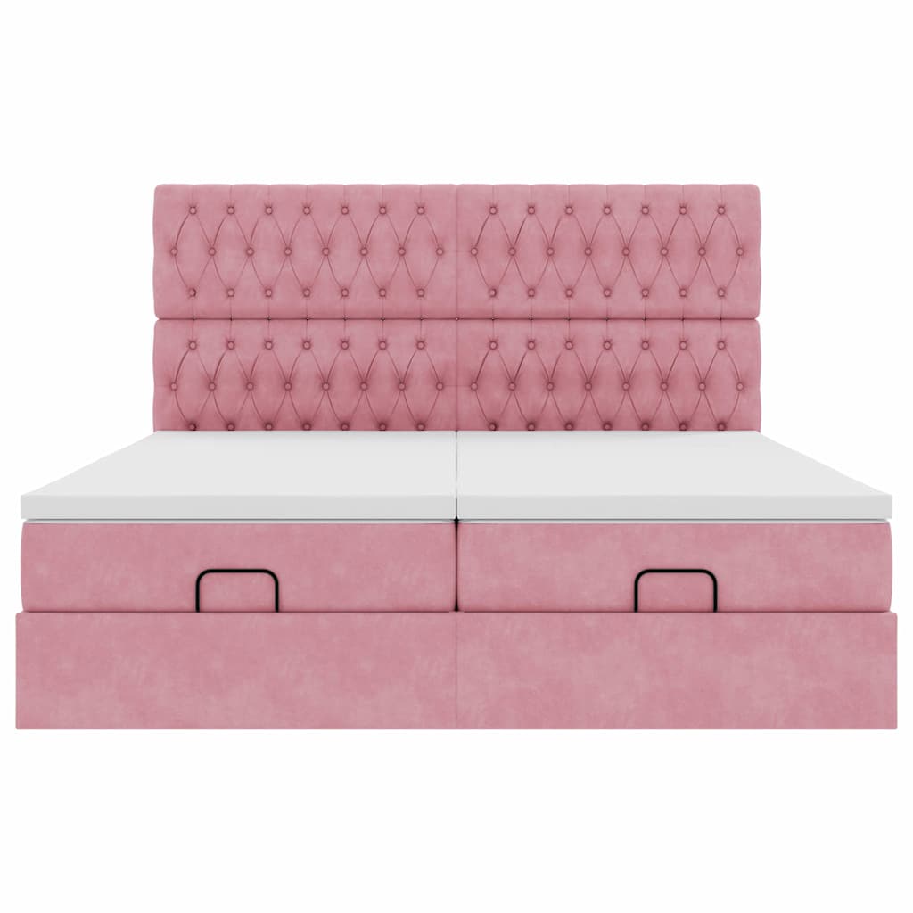 Ottoman-Bett mit Matratzen Rosa 200x200 cm Samt