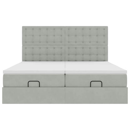 Ottoman-Bett mit Matratzen Hellgrau 200x200 cm Samt
