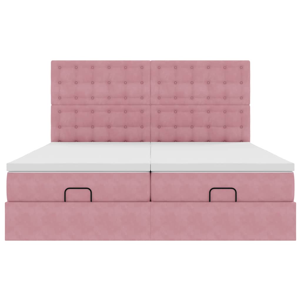 Ottoman-Bett mit Matratzen Rosa 200x200 cm Samt