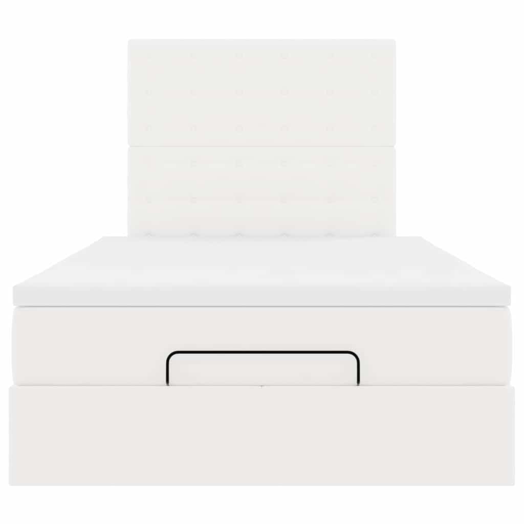 Ottoman-Bett mit Matratze & LEDs Weiß 120x190 cm Kunstleder