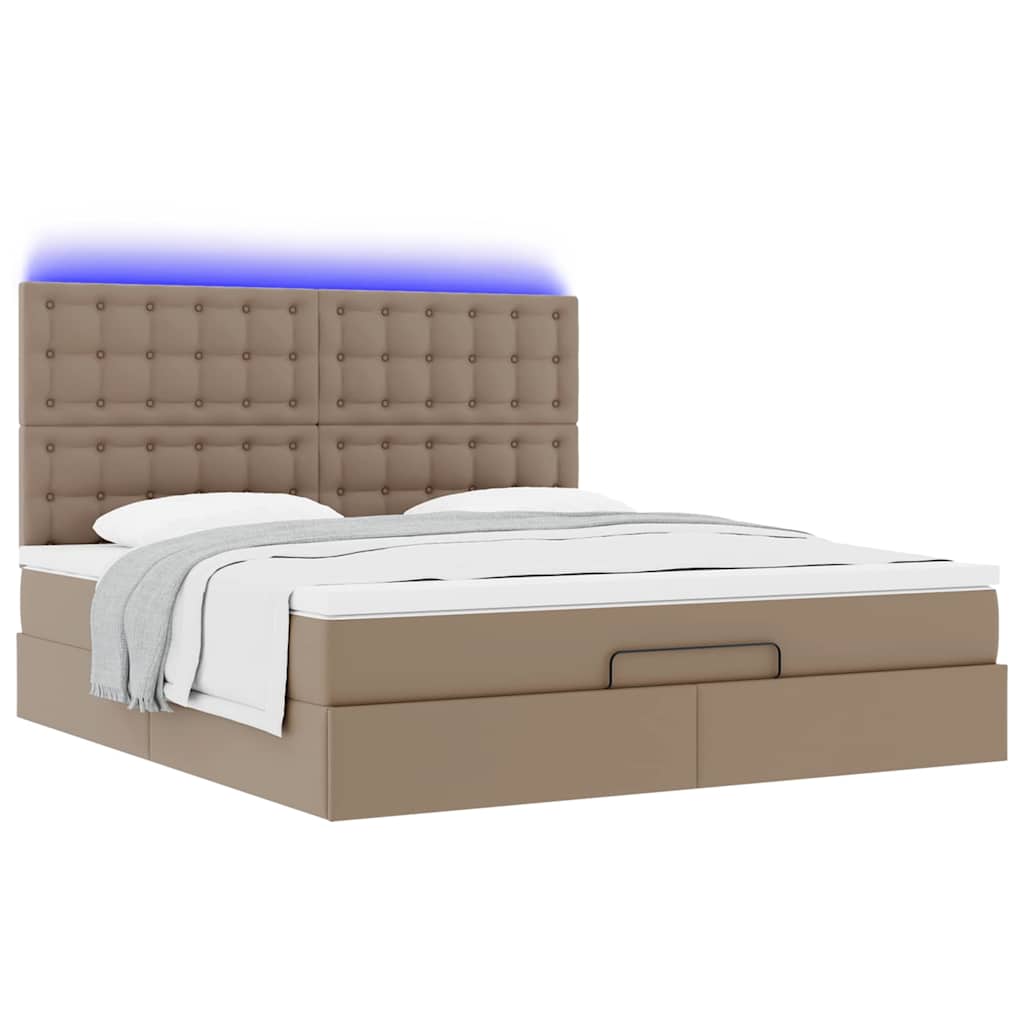 Ottoman-Bett mit Matratze & LEDs 160x200cm Kunstleder