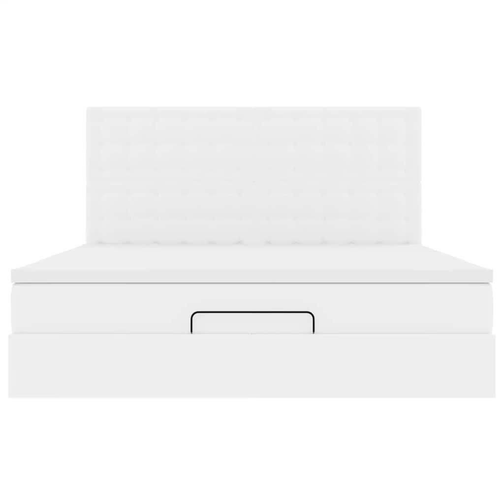Ottoman-Bett mit Matratze & LEDs Weiß 180x200 cm Kunstleder