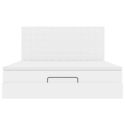 Ottoman-Bett mit Matratze & LEDs Weiß 180x200 cm Kunstleder