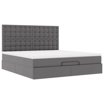 Ottoman-Bett mit Matratze & LEDs Grau 180x200 cm Kunstleder
