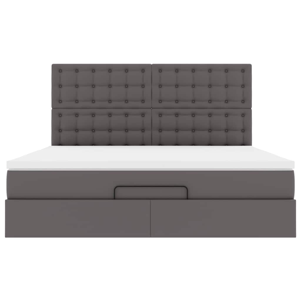 Ottoman-Bett mit Matratze & LEDs Grau 180x200 cm Kunstleder