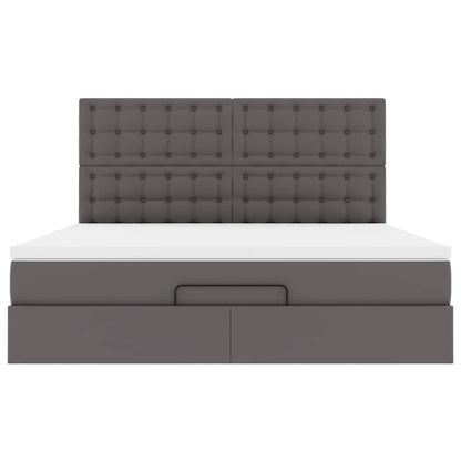 Ottoman-Bett mit Matratze & LEDs Grau 180x200 cm Kunstleder