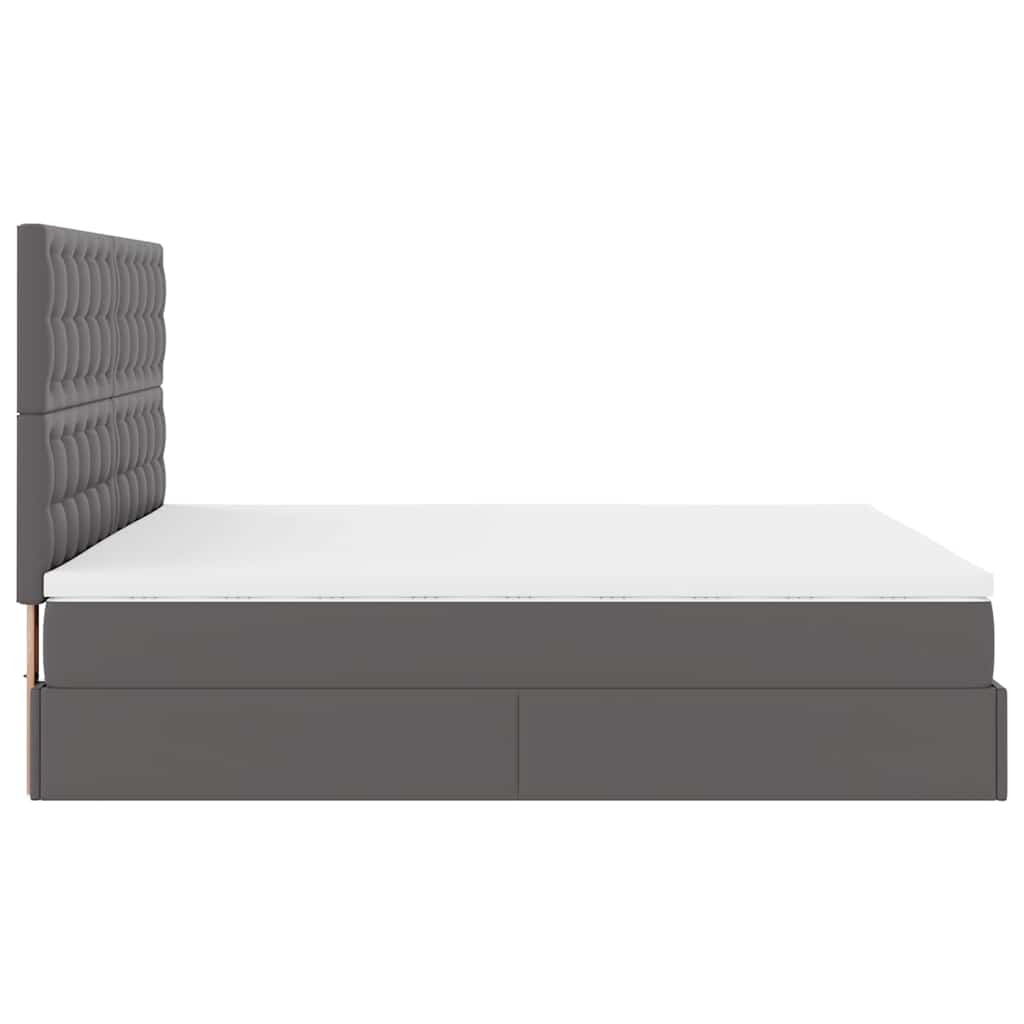 Ottoman-Bett mit Matratze & LEDs Grau 180x200 cm Kunstleder