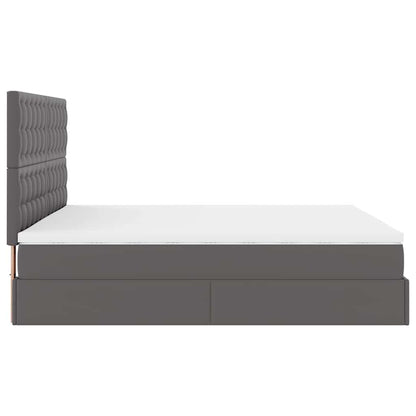 Ottoman-Bett mit Matratze & LEDs Grau 180x200 cm Kunstleder