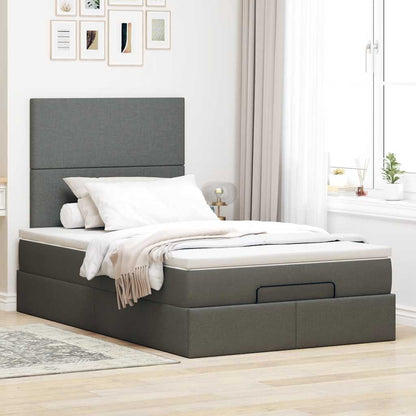 Ottoman-Bett mit Matratze & LEDs Dunkelgrau 120x190 cm Stoff
