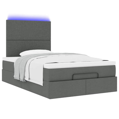 Ottoman-Bett mit Matratze & LEDs Dunkelgrau 120x190 cm Stoff