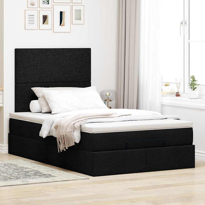 Ottoman-Bett mit Matratze & LEDs Schwarz 120x190 cm Stoff